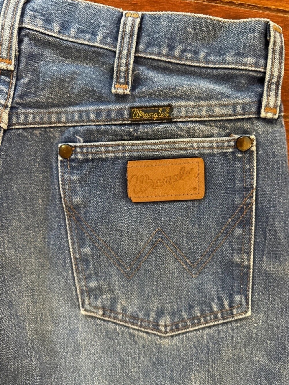 Vintage Wrangler 13MWZ Cowboy Cut Jeans Made in USA 34x34 Blue Denim